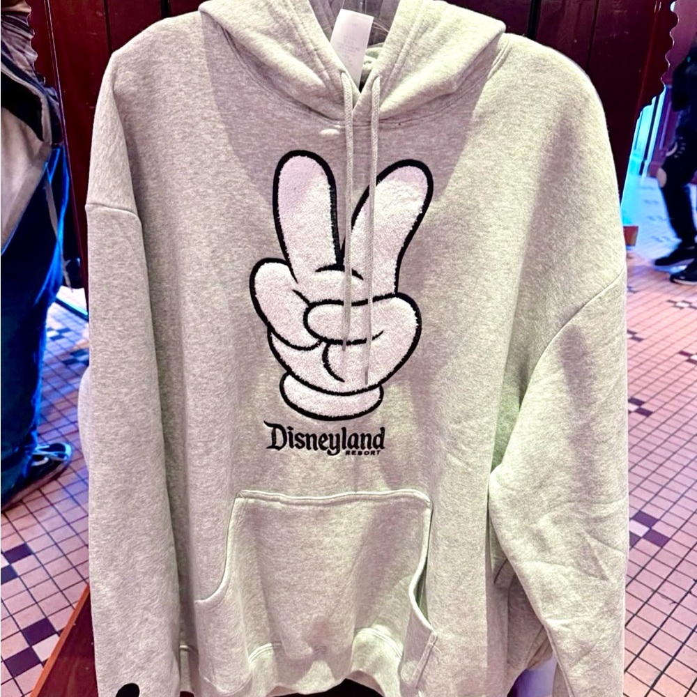 Disney Parks Disneyland Peace Sign Grey Hoodie XXL